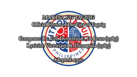 martsa ng taguig lyrics|Taguig City Hymn – Martsa ng Taguig versuri .